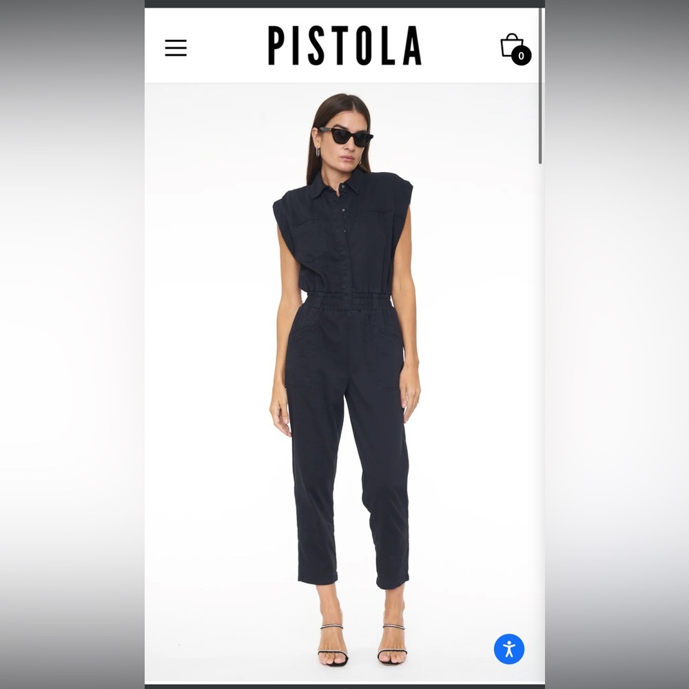 Pistola ROSIE SHOULDER PAD JUMPSUIT - FADE TO BLACK NWT